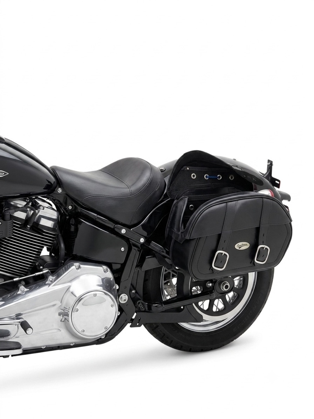 Saddlemen Large Drifter Slant Plain Black Leather Motorcycle Saddlebags